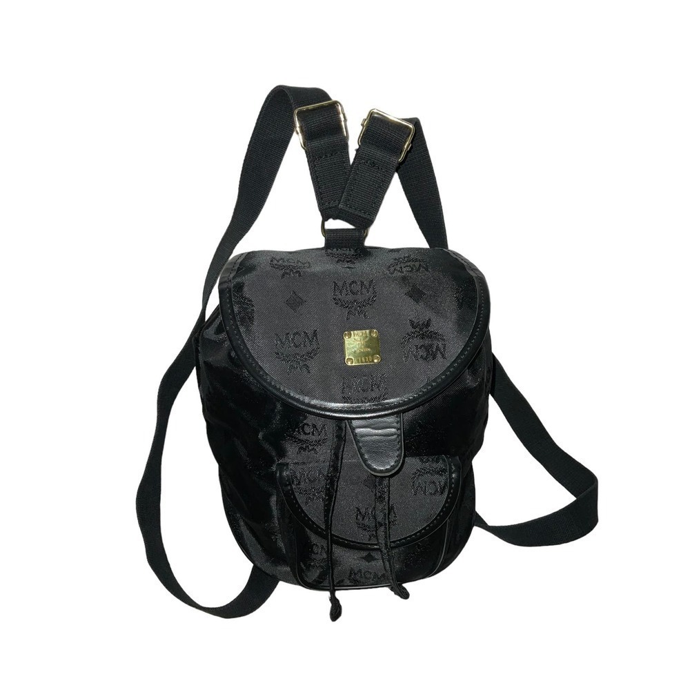MCM Logo Nylon Small Black Backpack